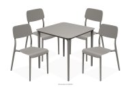 Gartenmöbel-Set Stühle und Tisch aus ökologischem Kunststoff für 4 Personen kühlbraun