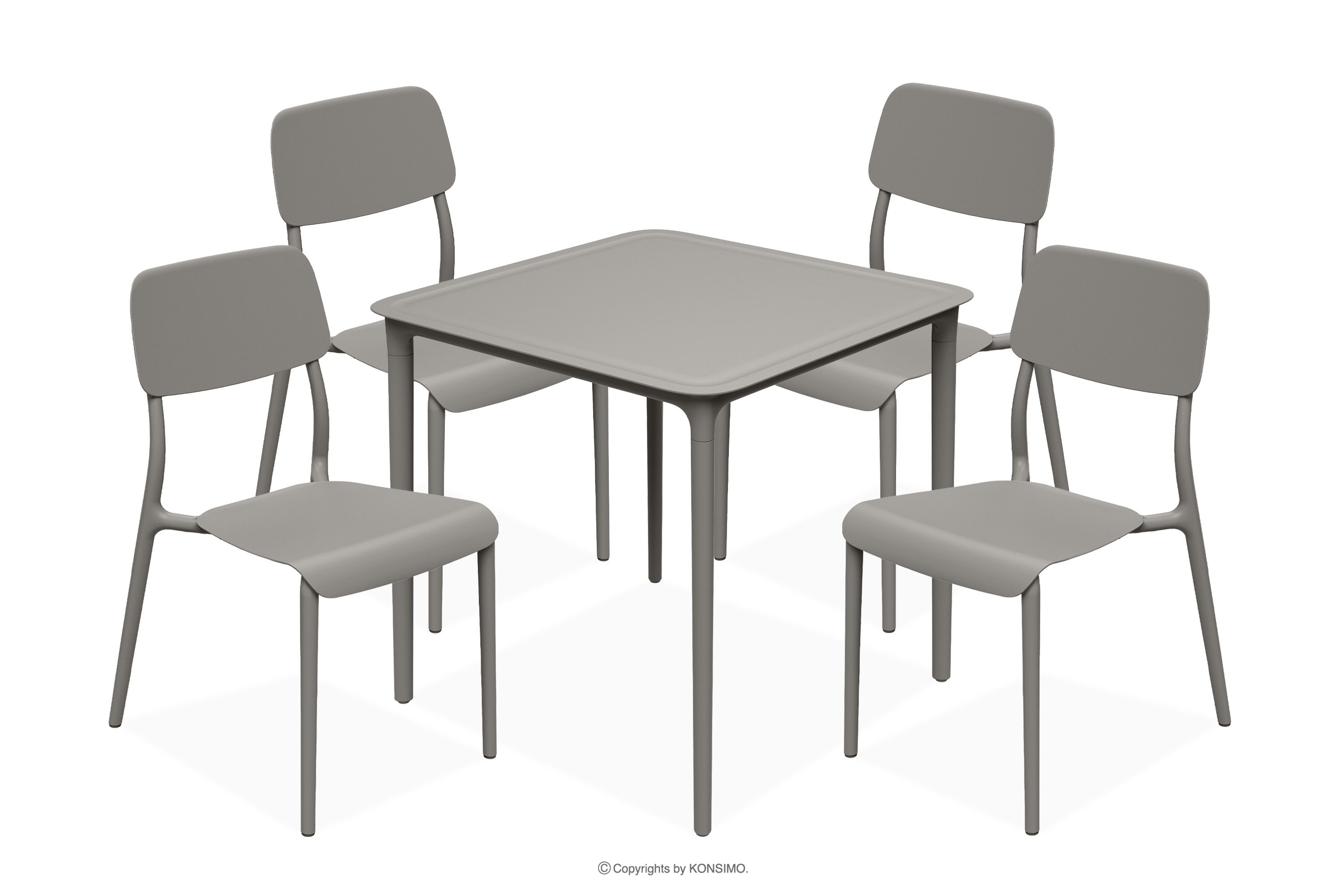 Gartenmöbel-Set Stühle und Tisch aus ökologischem Kunststoff für 4 Personen kühlbraun