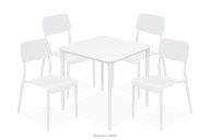 Gartenmöbel-Set Stühle und Tisch aus ökologischem Kunststoff 4 Personen weiß