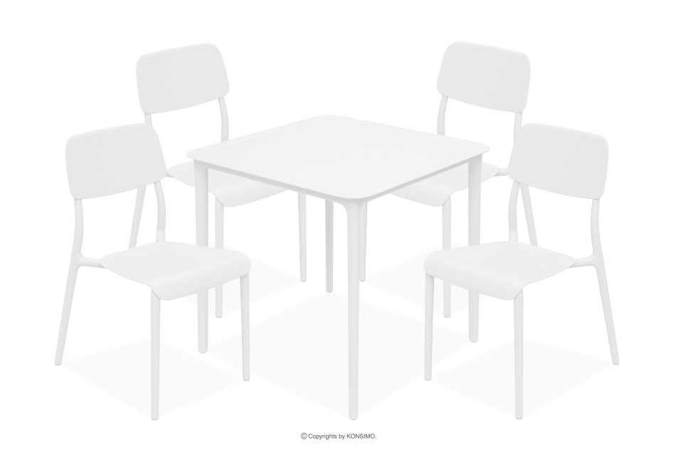 GALIO Gartenmöbel-Set Stühle und Tisch aus ökologischem Kunststoff 4 Personen weiß weiß - Foto 0