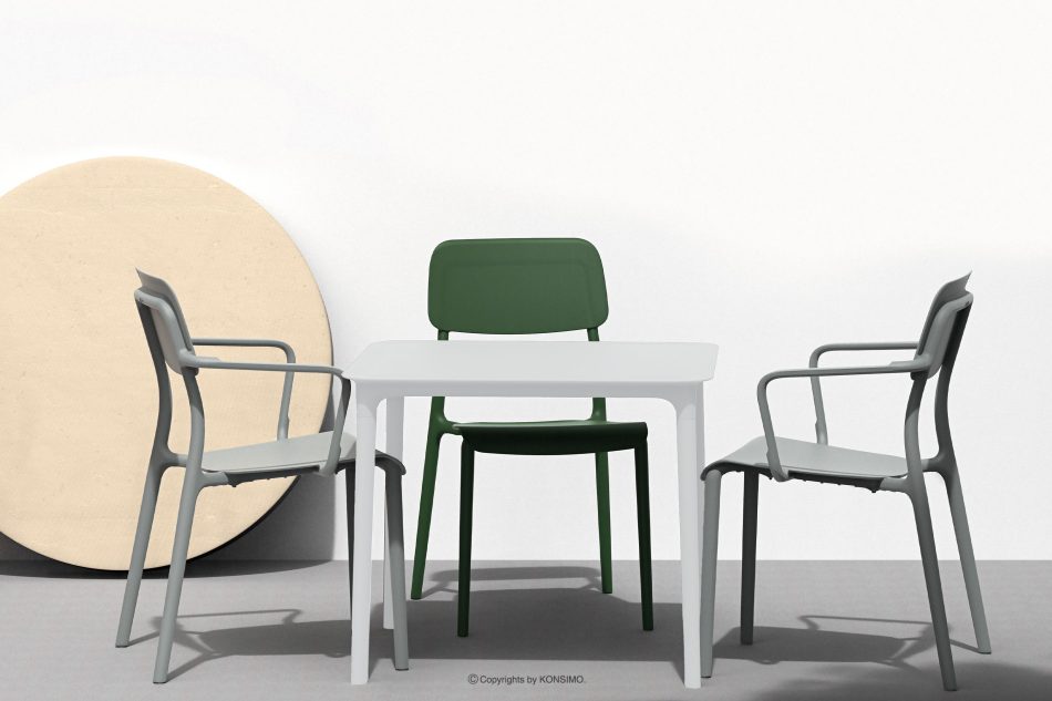 GALIO Gartenmöbel-Set Stühle und Tisch aus ökologischem Kunststoff 4 Personen weiß weiß - Foto 10