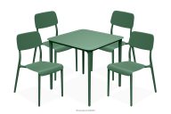 Gartenmöbel-Set Stühle und Tisch aus ökologischem Kunststoff 4 Personen grün