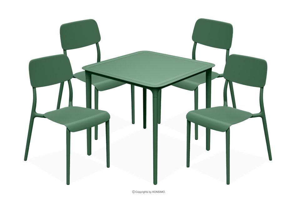 GALIO Gartenmöbel-Set Stühle und Tisch aus ökologischem Kunststoff 4 Personen grün grün - Foto 0