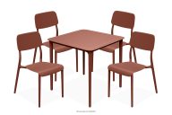 Gartenmöbel-Set Stühle und Tisch aus ökologischem Kunststoff 4 Personen orange