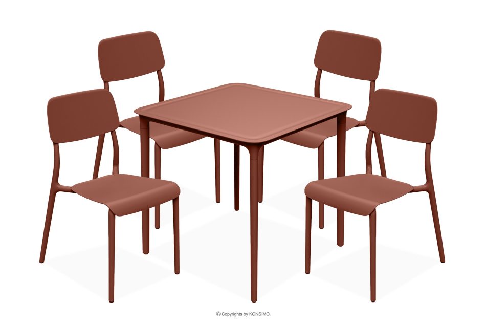 GALIO Gartenmöbel-Set Stühle und Tisch aus ökologischem Kunststoff 4 Personen orange orange - Foto 0