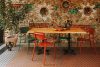 GALIO Gartenmöbel-Set Stühle und Tisch aus ökologischem Kunststoff 4 Personen orange orange - Foto 2