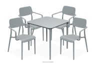 Gartenmöbel-Set Stühle und Tisch aus ökologischem Kunststoff 4 Personen grau