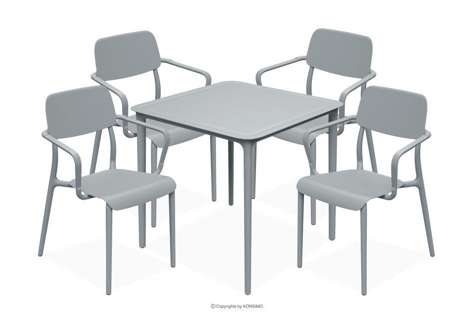 GALIO Gartenmöbel-Set Stühle und Tisch aus ökologischem Kunststoff 4 Personen grau grau - Foto 0