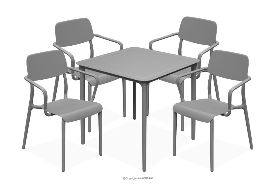 GALIO Gartenmöbel-Set Stühle und Tisch aus ökologischem Kunststoff für 4 Personen kühlbraun kühles Braun - Foto 0