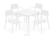 Gartenmöbel-Set Stühle und Tisch aus ökologischem Kunststoff 4 Personen weiß