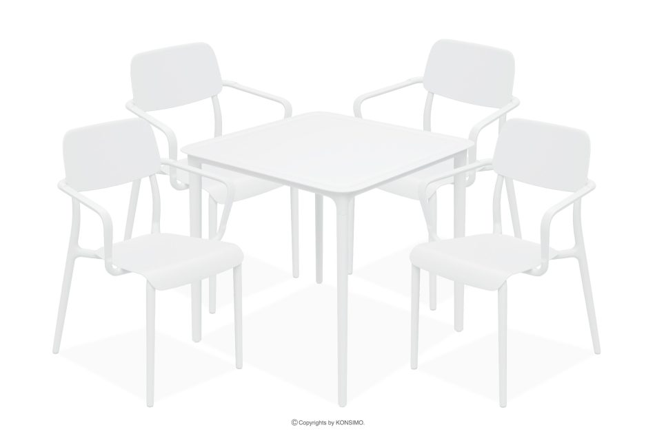 GALIO Gartenmöbel-Set Stühle und Tisch aus ökologischem Kunststoff 4 Personen weiß weiß - Foto 0