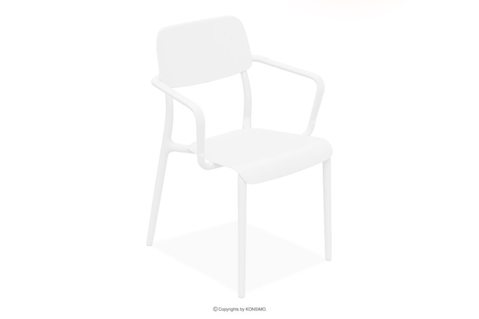 GALIO Gartenmöbel-Set Stühle und Tisch aus ökologischem Kunststoff 4 Personen weiß weiß - Foto 2
