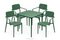 Gartenmöbel-Set Stühle und Tisch aus ökologischem Kunststoff 4 Personen grün