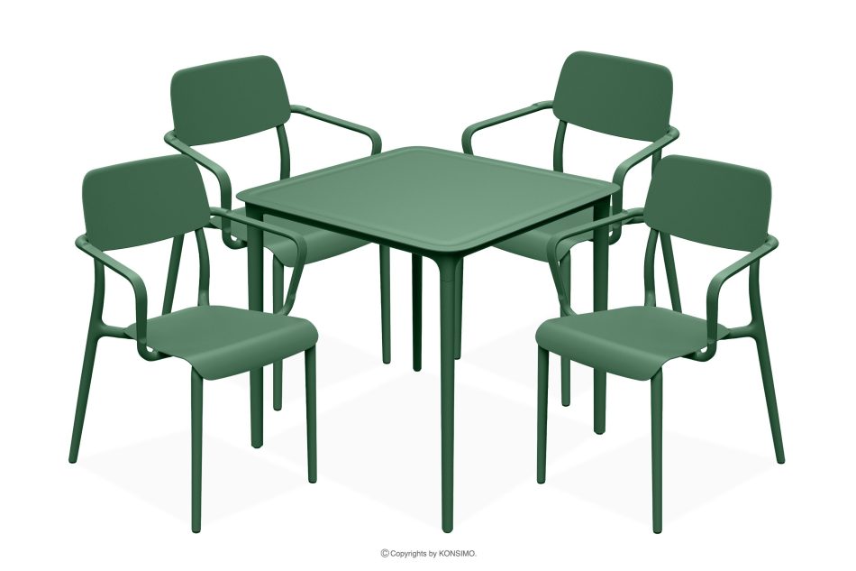 GALIO Gartenmöbel-Set Stühle und Tisch aus ökologischem Kunststoff 4 Personen grün grün - Foto 0