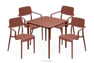 Gartenmöbel-Set Stühle und Tisch aus ökologischem Kunststoff 4 Personen orange