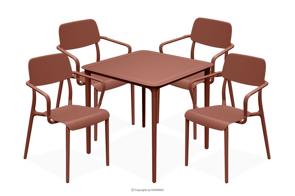 GALIO Gartenmöbel-Set Stühle und Tisch aus ökologischem Kunststoff 4 Personen orange orange - Foto 0