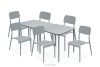 GALIO Gartenmöbel-Set Stühle und Tisch aus ökologischem Kunststoff 6 Personen grau grau - Foto 1
