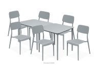 Gartenmöbel-Set Stühle und Tisch aus ökologischem Kunststoff 6 Personen grau