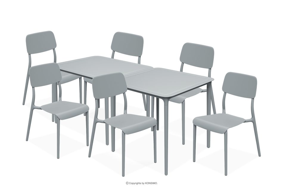 GALIO Gartenmöbel-Set Stühle und Tisch aus ökologischem Kunststoff 6 Personen grau grau - Foto 0