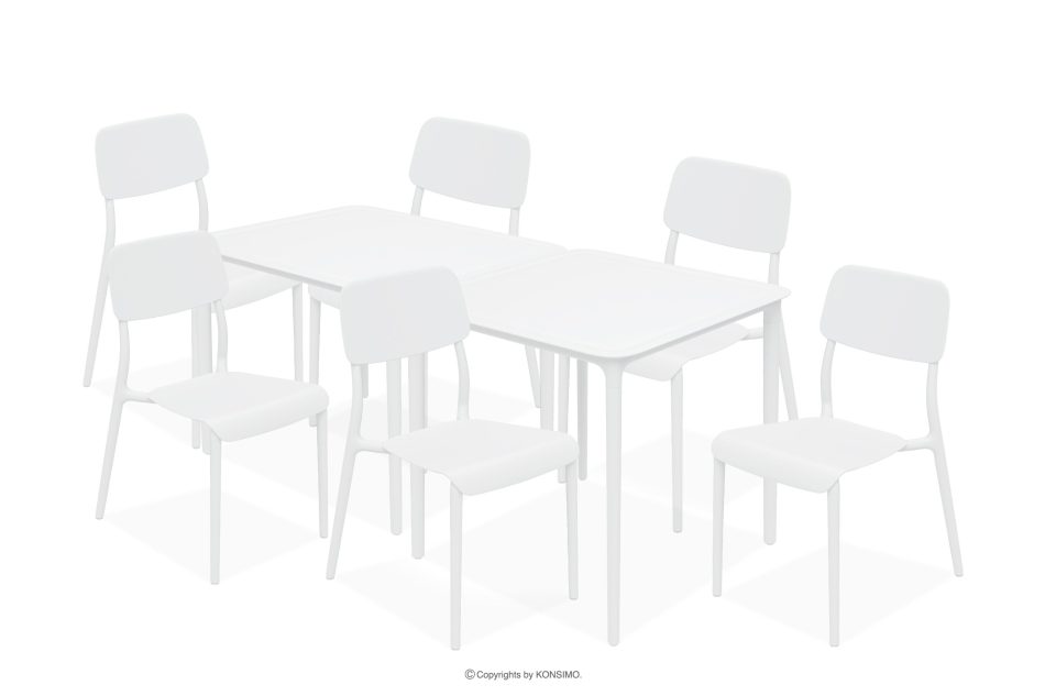 GALIO Gartenmöbel-Set Stühle und Tisch aus ökologischem Kunststoff 6 Personen weiß weiß - Foto 0