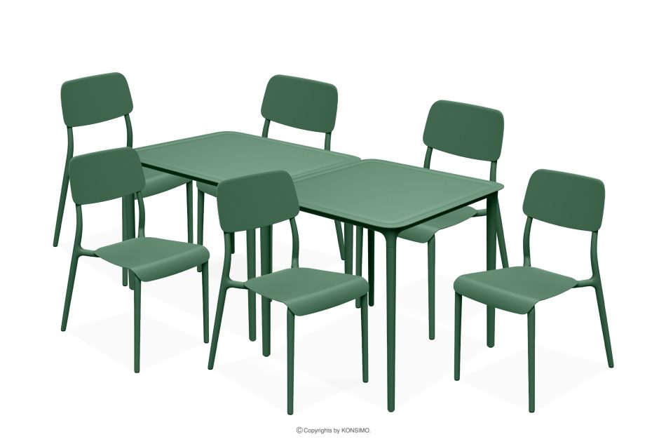 GALIO Gartenmöbel-Set Stühle und Tisch aus ökologischem Kunststoff 6 Personen grün grün - Foto 0