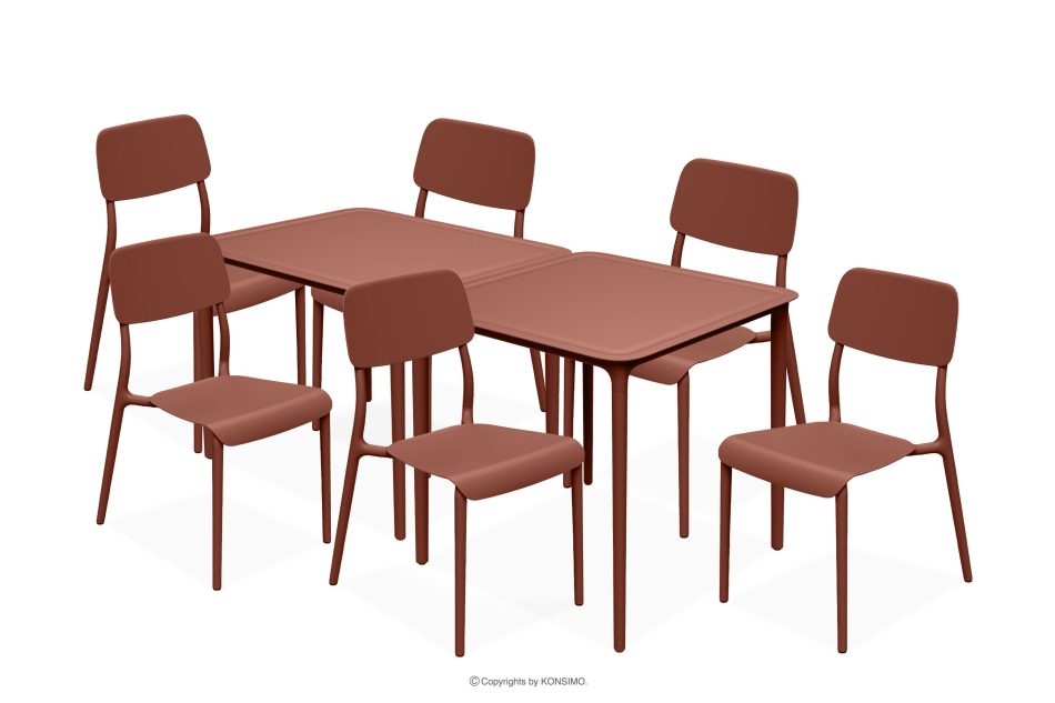 GALIO Gartenmöbel-Set Stühle und Tisch aus ökologischem Kunststoff 6 Personen orange orange - Foto 0