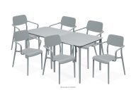 Gartenmöbel-Set Stühle und Tisch aus ökologischem Kunststoff 6 Personen grau