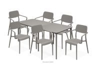 Gartenmöbel-Set Stühle und Tisch aus ökologischem Kunststoff für 6 Personen kühlbraun