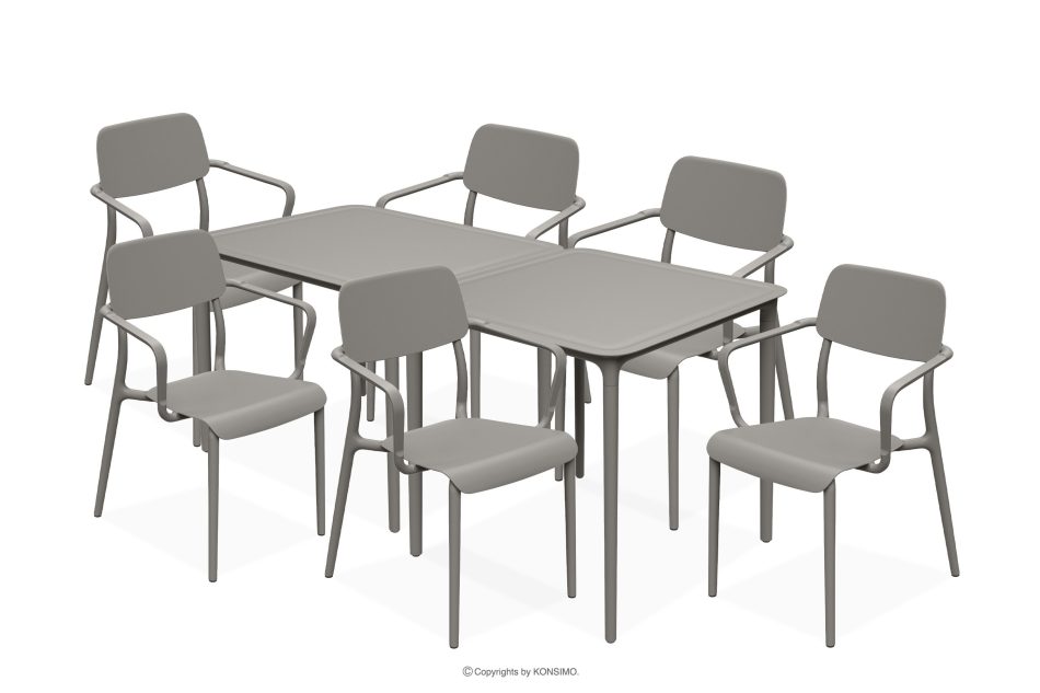 GALIO Gartenmöbel-Set Stühle und Tisch aus ökologischem Kunststoff für 6 Personen kühlbraun kühles Braun - Foto 0
