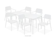 Gartenmöbel-Set Stühle und Tisch aus ökologischem Kunststoff 6 Personen weiß