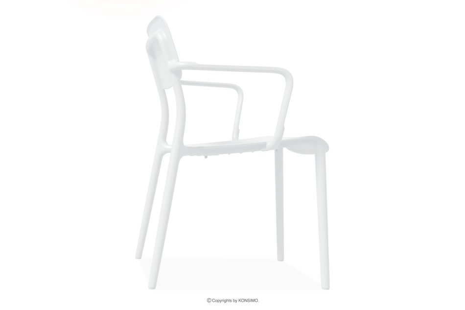 GALIO Gartenmöbel-Set Stühle und Tisch aus ökologischem Kunststoff 6 Personen weiß weiß - Foto 6