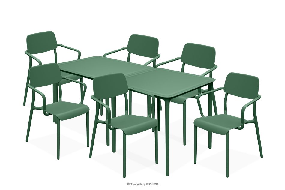 GALIO Gartenmöbel-Set Stühle und Tisch aus ökologischem Kunststoff 6 Personen grün grün - Foto 0