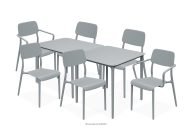Gartenmöbel-Set Polypropylen mit Glasfaser 6 Personen grau
