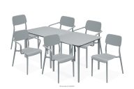 Set Stühle und Tisch für die Terrasse aus Polypropylen mit Glasfaser 6 Personen grau