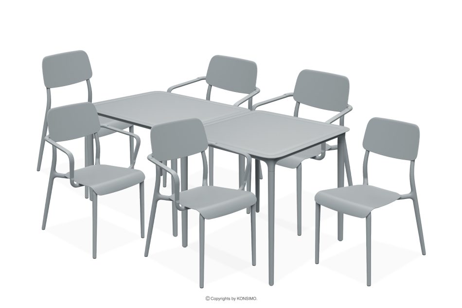 GALIO Set Stühle und Tisch für die Terrasse aus Polypropylen mit Glasfaser 6 Personen grau grau - Foto 0