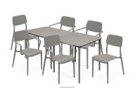 Set Stühle und Esstisch für die Terrasse aus Polypropylen mit Glasfaser 6 Personen kühlbraun