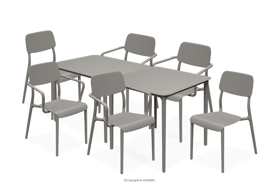 GALIO Set Stühle und Esstisch für die Terrasse aus Polypropylen mit Glasfaser 6 Personen kühlbraun kühles Braun - Foto 0