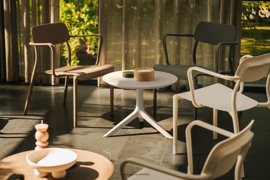 GALIO Möbel-Set für den Balkon aus Polypropylen mit Glasfaser 2 Personen weiß weiß - Foto 11