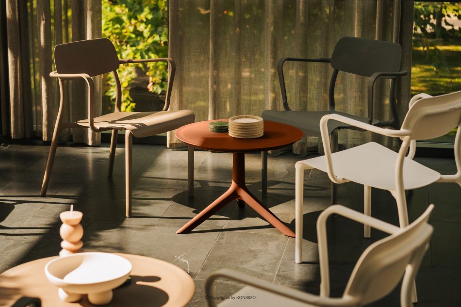 GALIO Set Terrassenmöbel aus Polypropylen mit Glasfaser 3 Personen orange orange - Foto 11