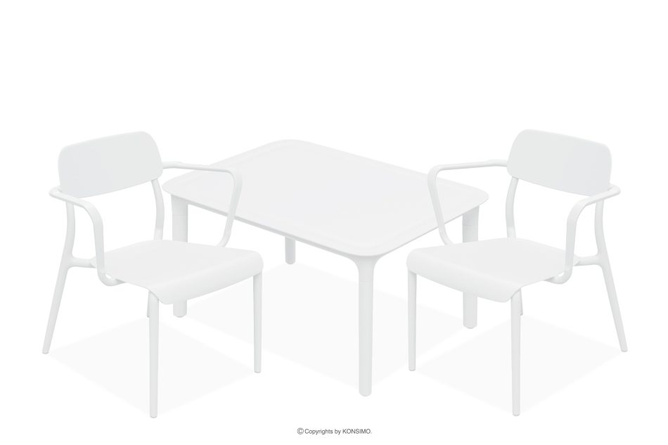 GALIO Gartenmöbel-Set Stühle und Esstisch 2 Personen weiß weiß - Foto 0