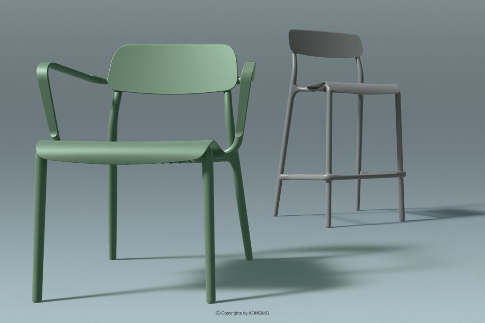 GALIO Gartenhocker aus ökologischem Kunststoff 2 Tlg. grau grau - Foto 1