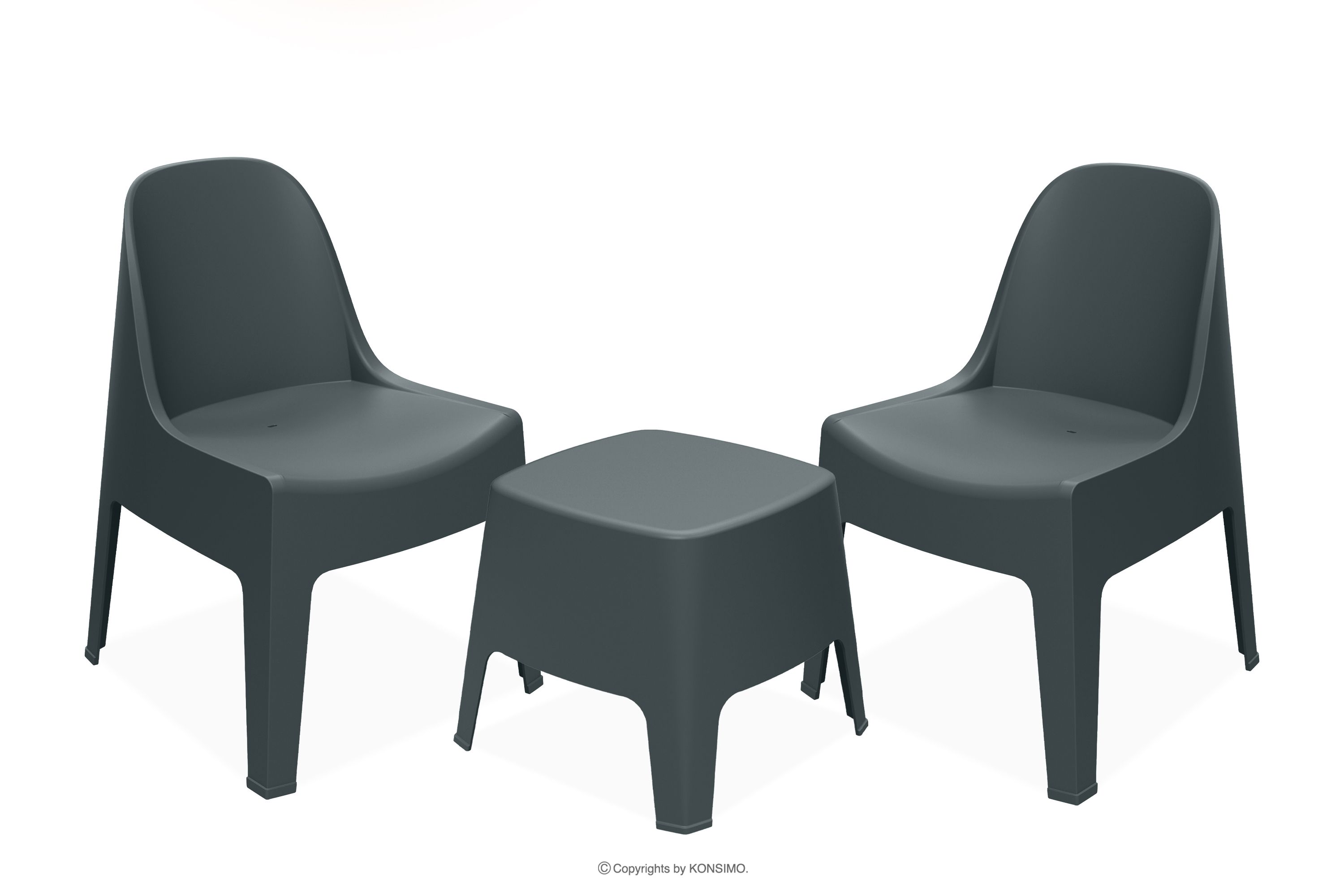 Gartenmöbel-Set modern aus Polypropylen für 2 Personen anthrazit