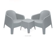Gartenmöbel-Set Sessel und Gartentisch modern 2 Personen Polypropylen grau