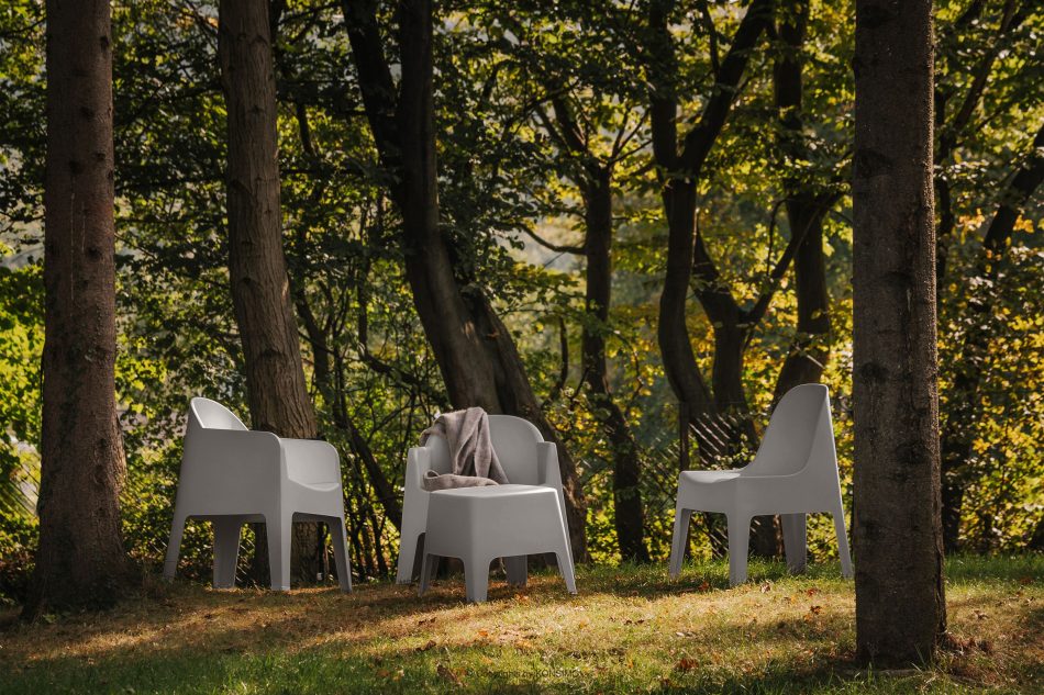 MALUS Gartenmöbel-Set Sessel und Gartentisch modern 2 Personen Polypropylen grau grau - Foto 1