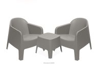 Gartenmöbel-Set Sessel und Esstisch modern 2 Personen Polypropylen kühl braun