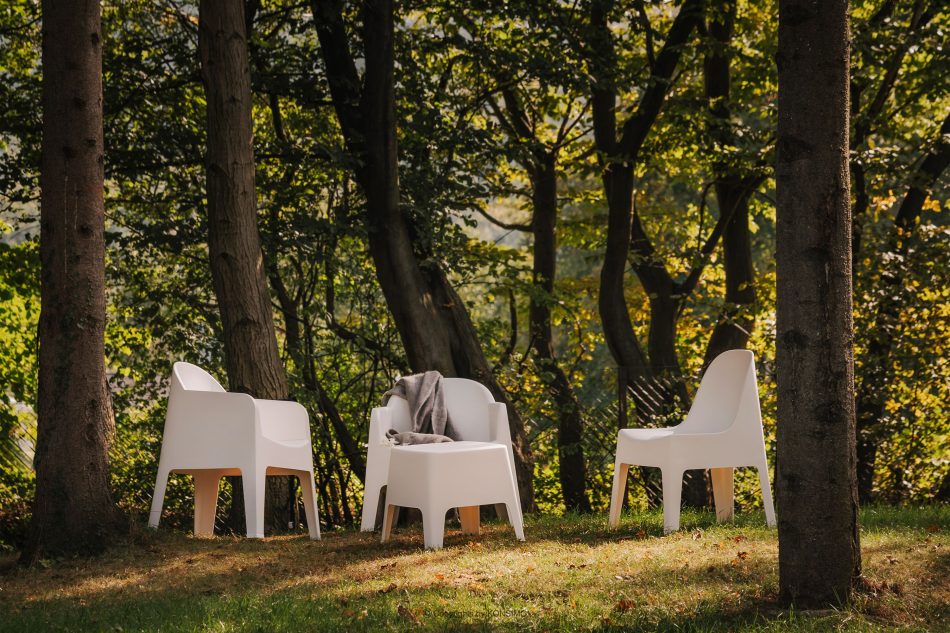 MALUS Gartenmöbel-Set Sessel und Esstisch modern 2 Personen Polypropylen weiß weiß - Foto 1