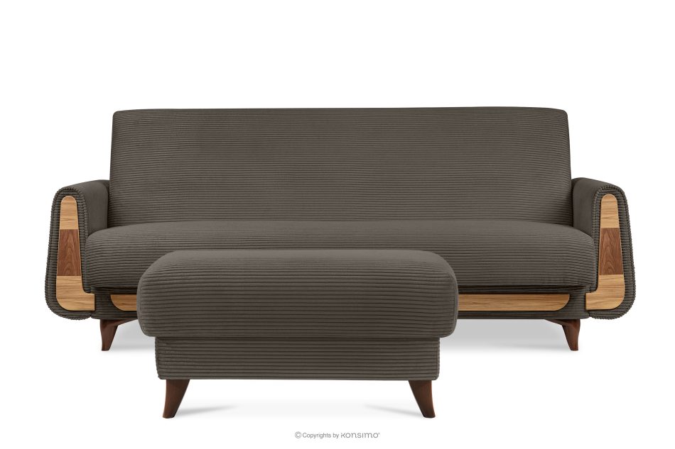 GUSTAVO II Sitzhocker für das Wohnzimmer mit Stauraum Kordstoff graubeige graubeige - Foto 5