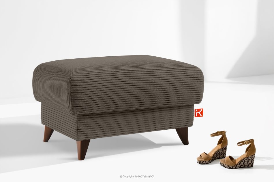 GUSTAVO II Sitzhocker für das Wohnzimmer mit Stauraum Kordstoff graubeige graubeige - Foto 6