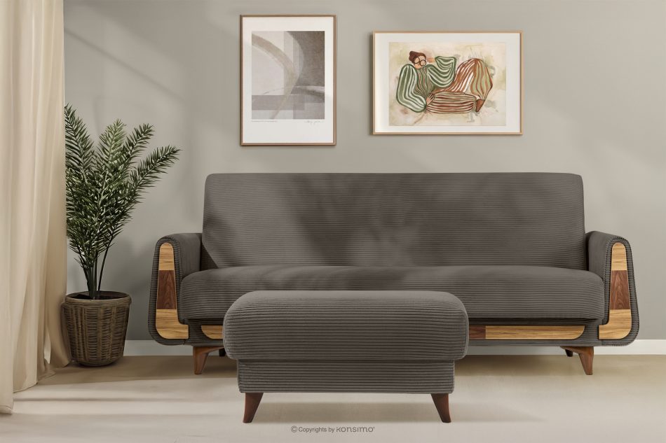 GUSTAVO II Sitzhocker für das Wohnzimmer mit Stauraum Kordstoff graubeige graubeige - Foto 1