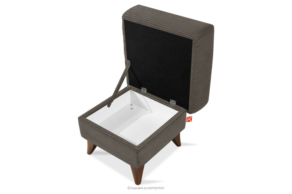 GUSTAVO II Fußhocker für das Wohnzimmer mit Stauraum Kordstoff graubeige graubeige - Foto 3